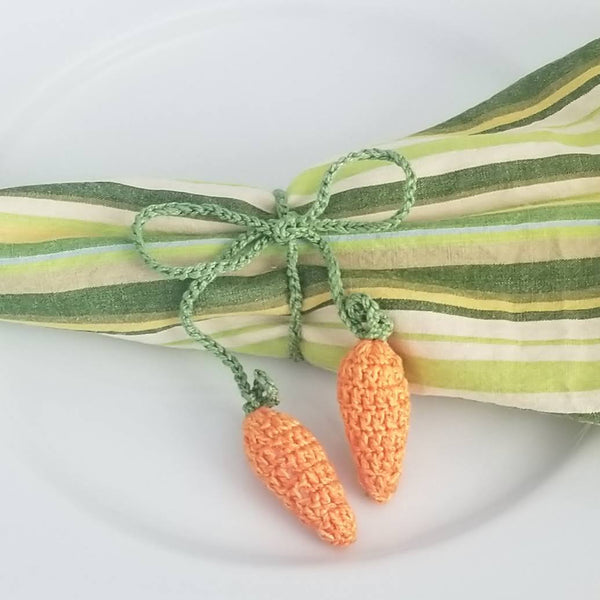 Crochet Easter Carrot Napkin Tie- set of 4
