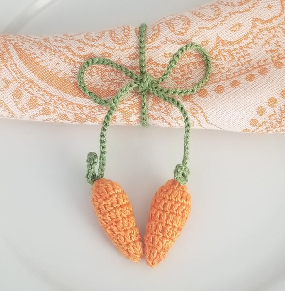 Crochet Easter Carrot Napkin Tie- set of 4