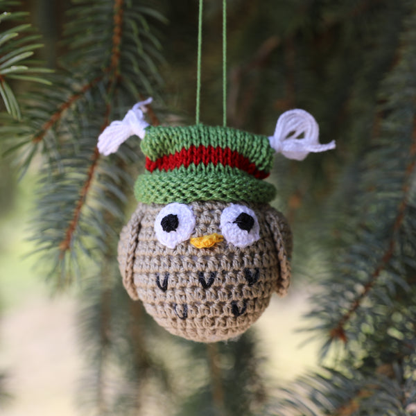 Crochet Owl Ornaments, set of 3