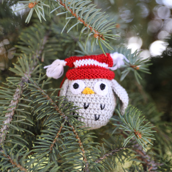 Crochet Owl Ornaments, set of 3