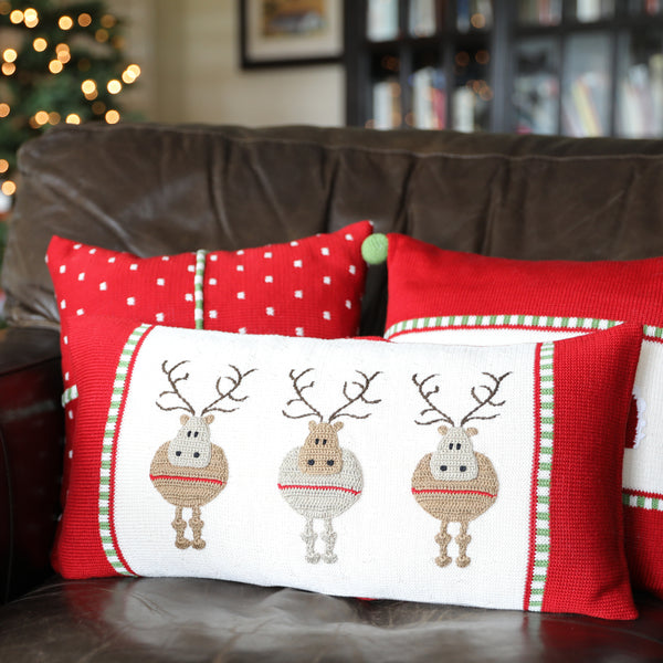 Round Reindeer Lumbar Pillow