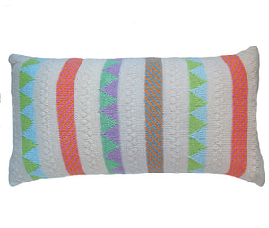 Ecru Lumbar Pillow, Bright Stripes