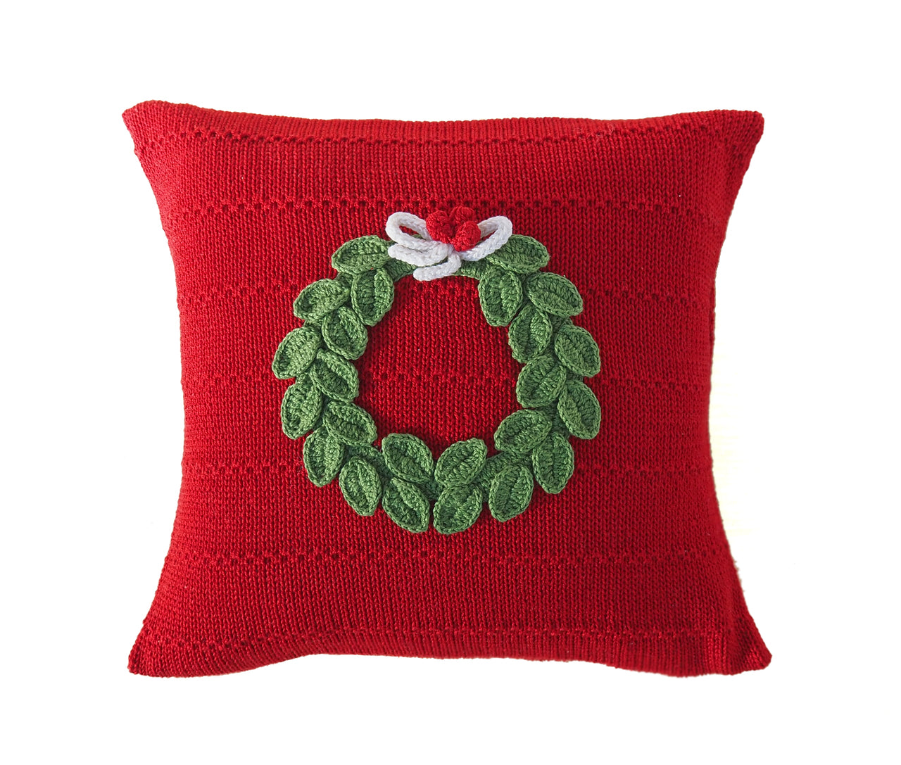 Green Wreath 10" Pillow, Red