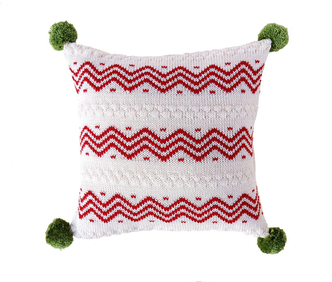 Zig Zag Stripe 10" Pillow, Ecru/Red