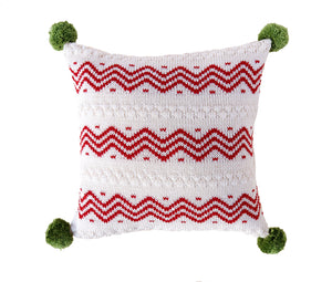 Zig Zag Stripe 10" Pillow, Ecru/Red