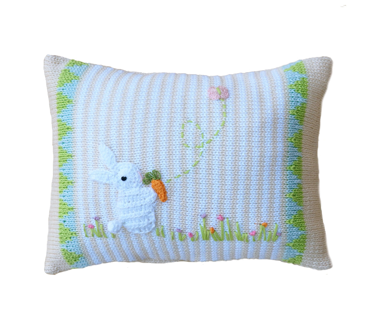 Spring Bunny Mini Pillow, Ecru