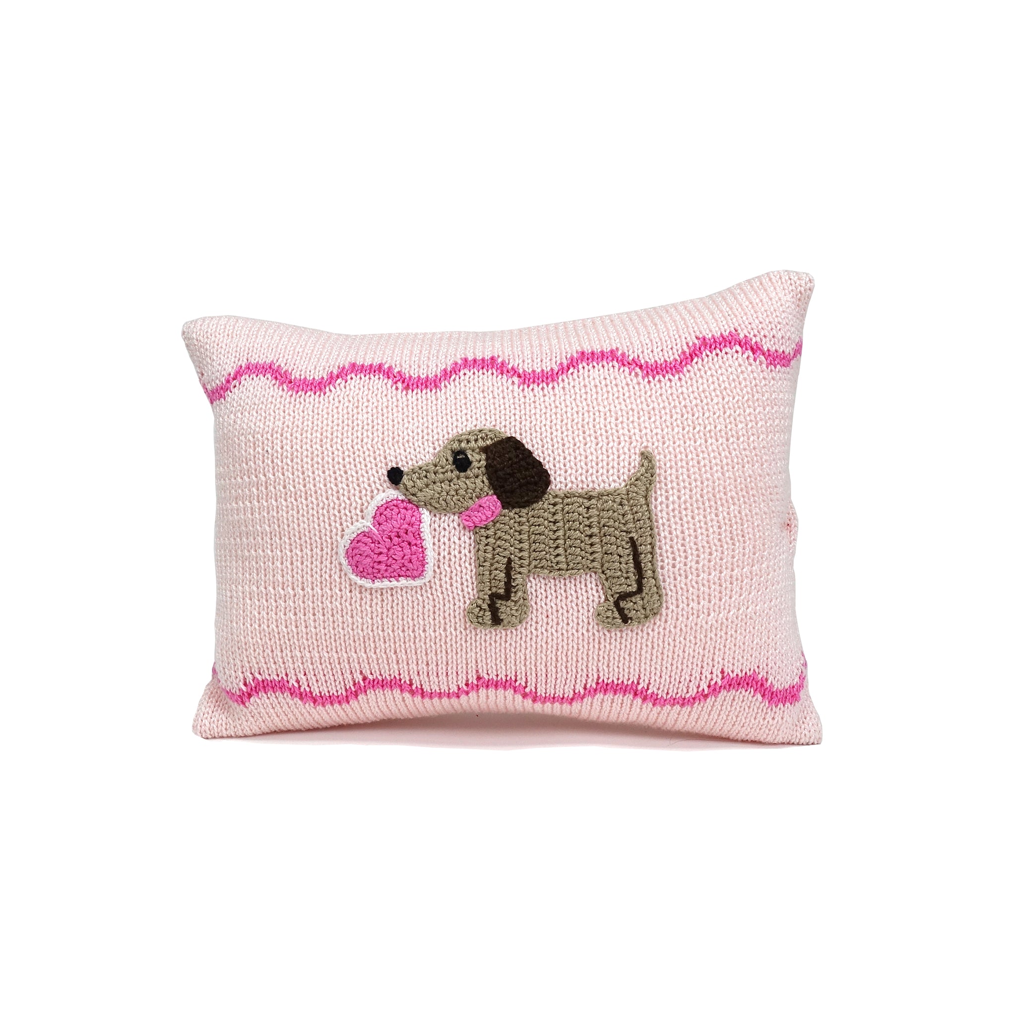 Valentine Puppy Mini Pillow, Pink