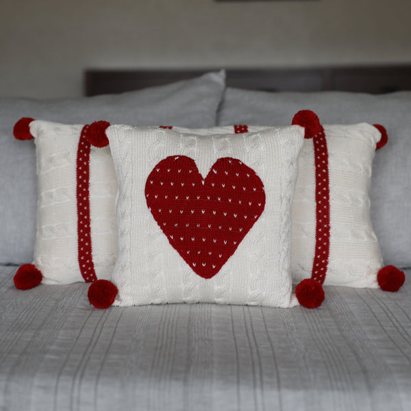 Cable-Knit Heart 10" Pillow