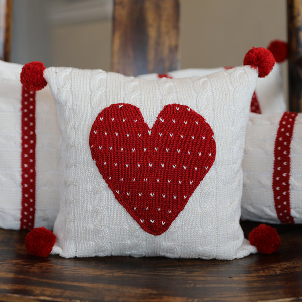 Cable-Knit Heart 10" Pillow