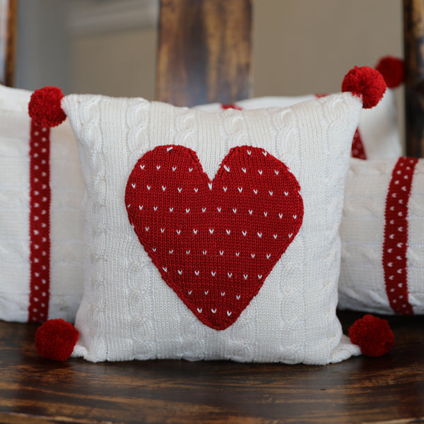Cable Knit Heart 10" Pillow