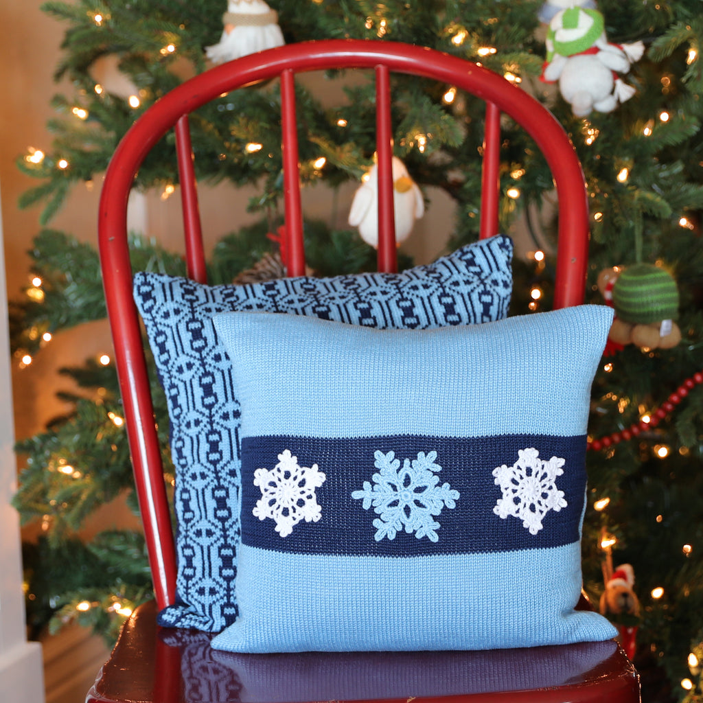 Blue snowflake pillow top
