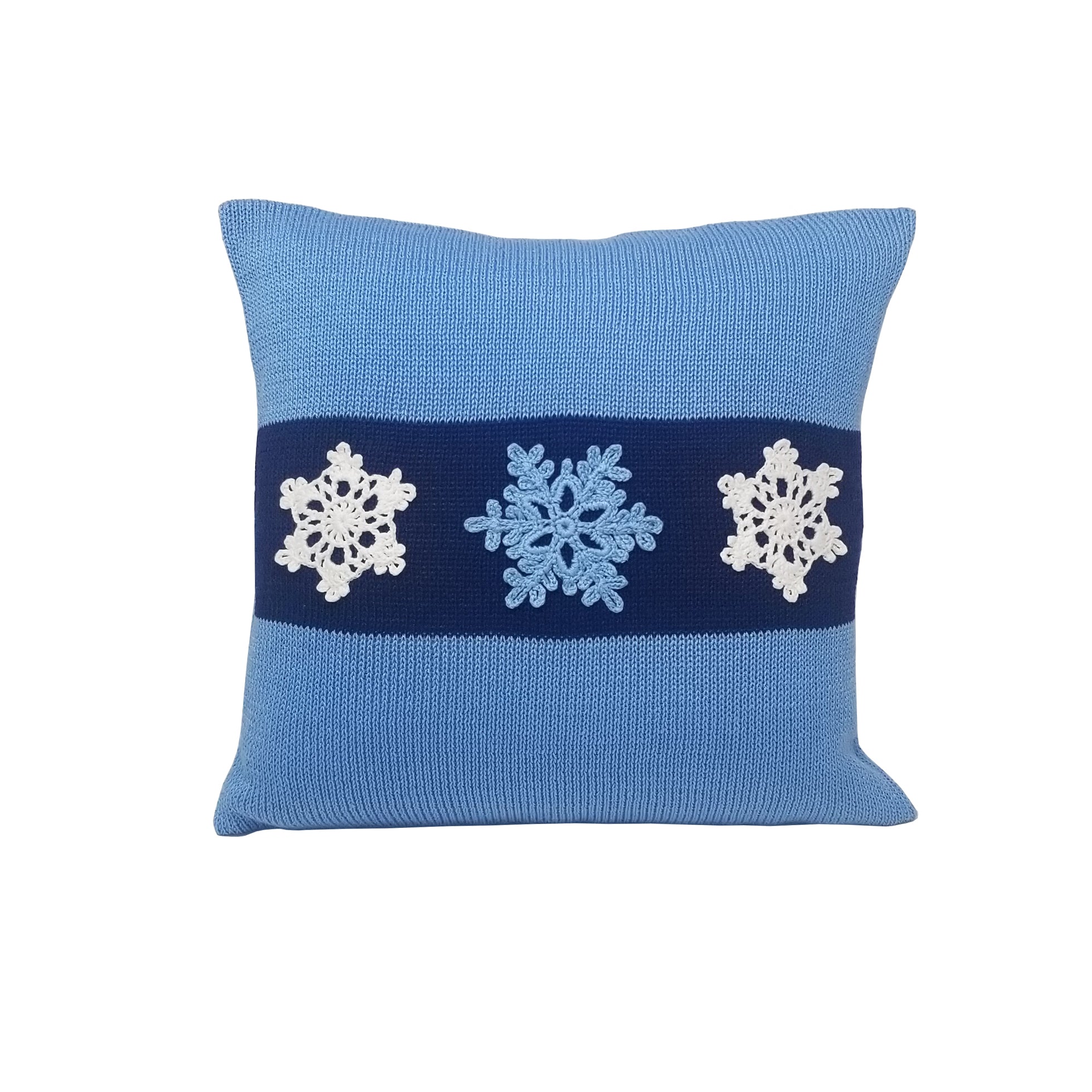 Blue Snowflake Pillow, 12"