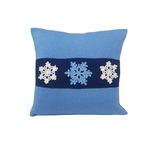 Blue Snowflake Pillow, 12"