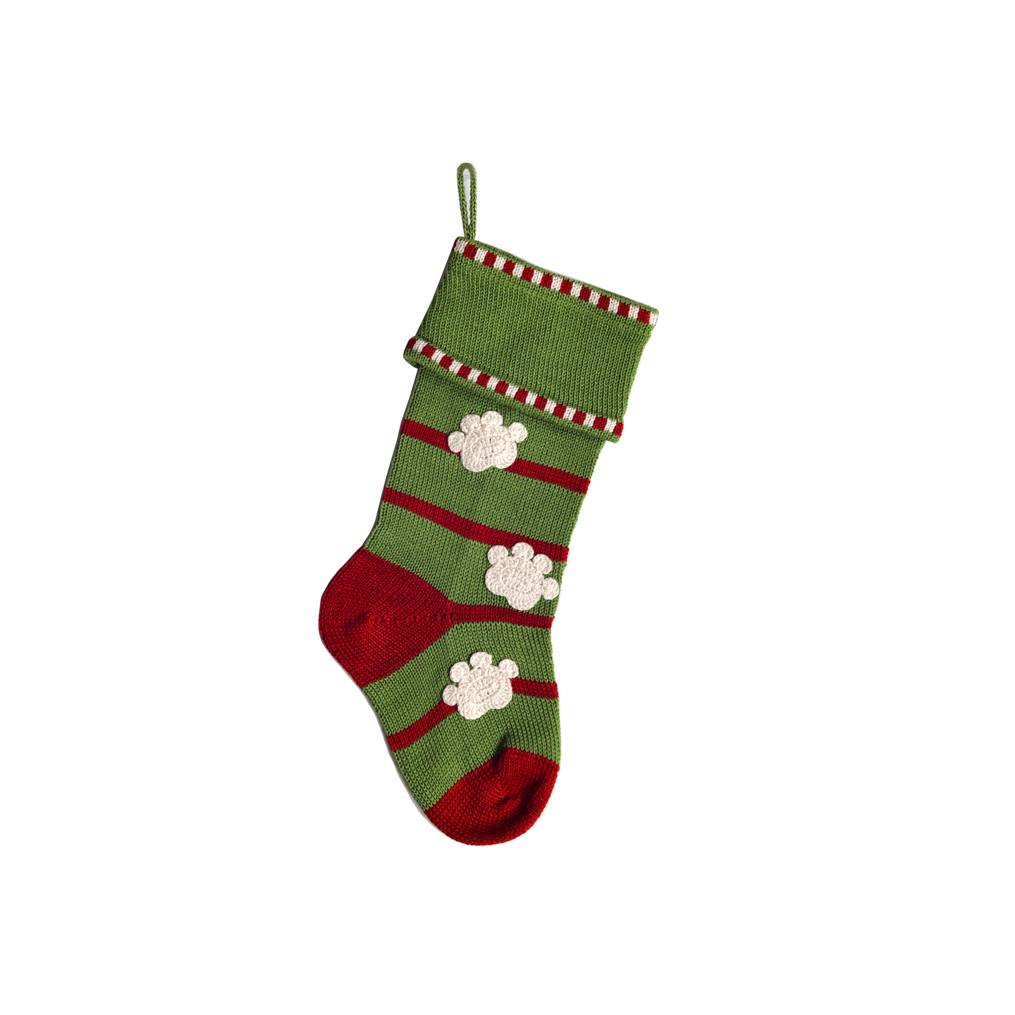 Paw Print Stocking, Green