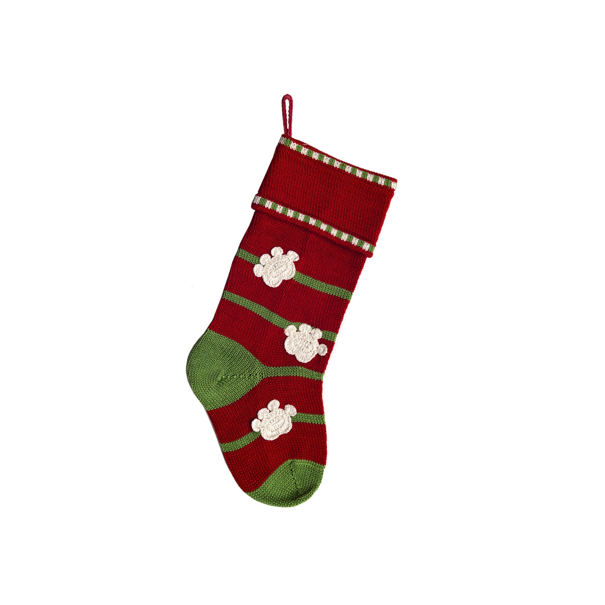 Paw Print Stocking, Red