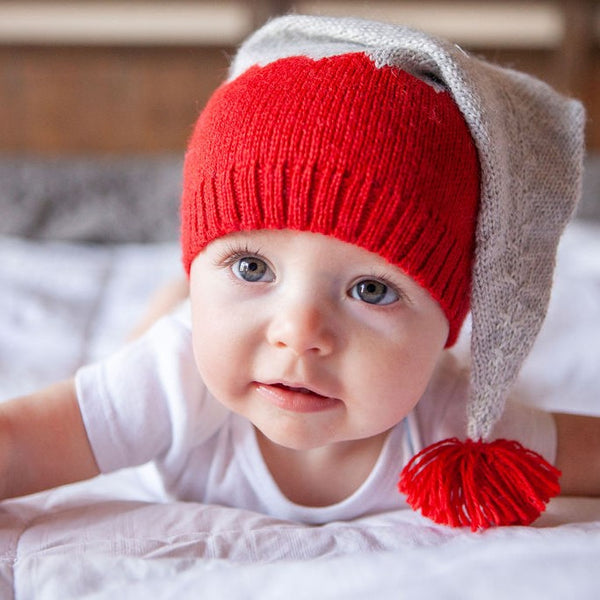 Stocking Hat in Grey & Red