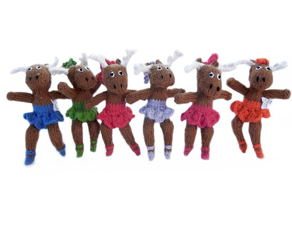 Dancing Moose Ornament- set of 6