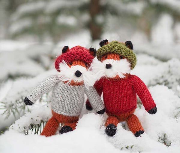 Fox in Sweater Ornament- set of 3