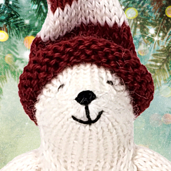 Polar Bear in Maroon Hat Ornament