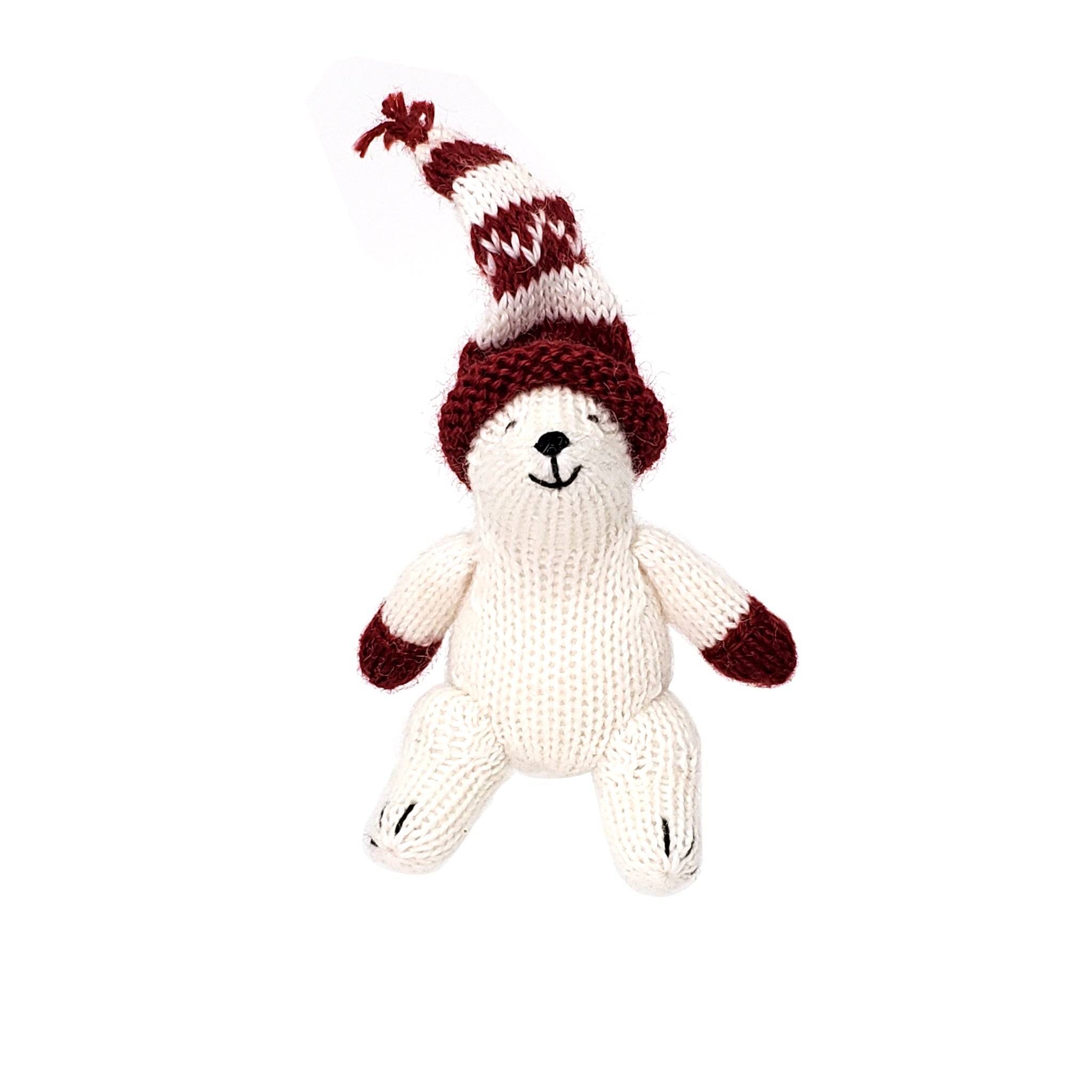 Polar Bear in Maroon Hat Ornament