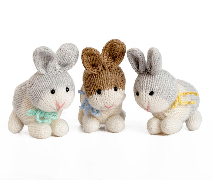 Bunnies with Bows Ornaments- set of 6