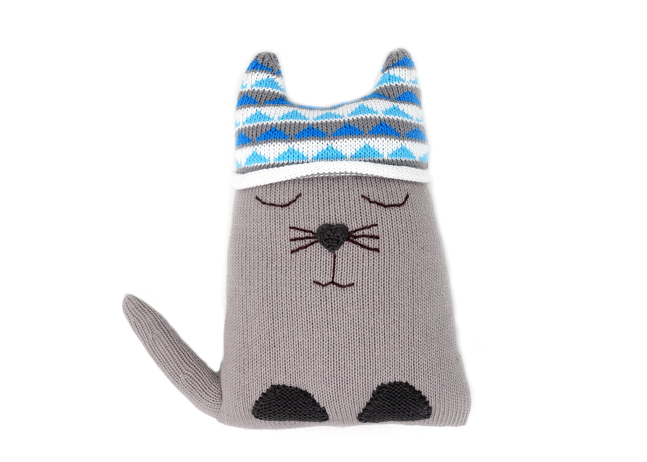 Cat Pillow in Blue