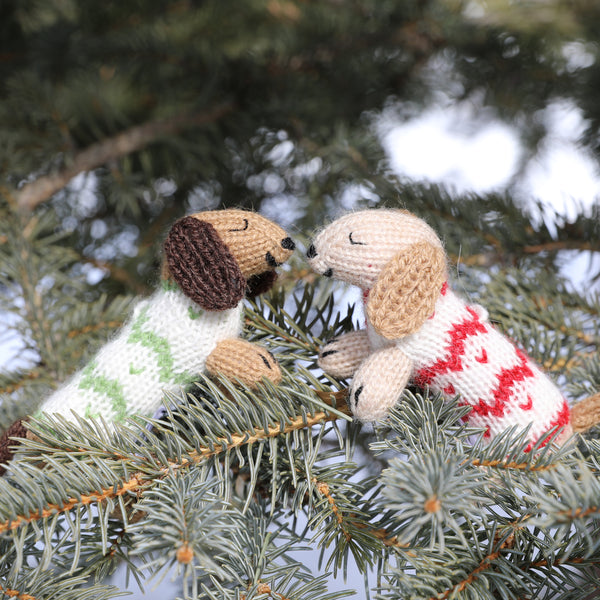 Dachshund in Holiday Sweater Ornament- set of 2