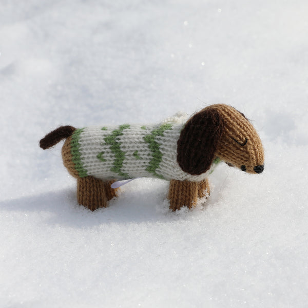 Dachshund in Holiday Sweater Ornament- set of 2