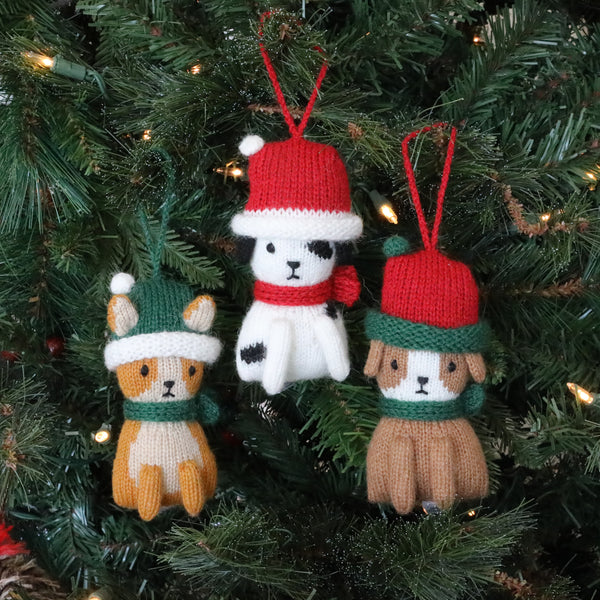 Christmas Puppy Ornaments, set of 3