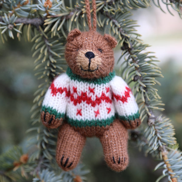 Brown Bear Ornaments - set of 6