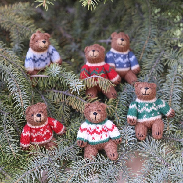 Brown Bear Ornaments - set of 6