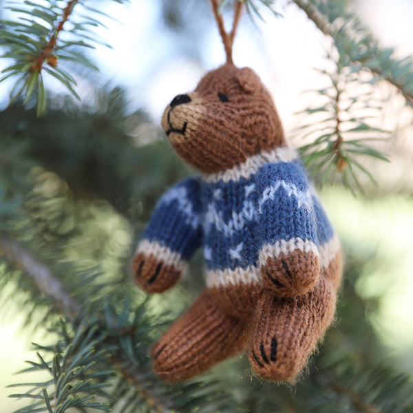 Brown Bear Ornaments - set of 6