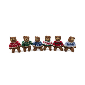 Brown Bear Ornaments - set of 6