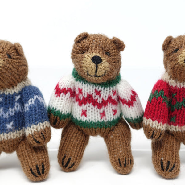 Brown Bear Ornaments - set of 6