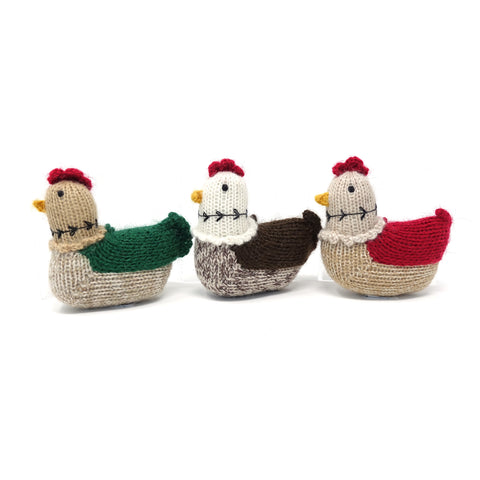 Hen Ornaments - set of 3