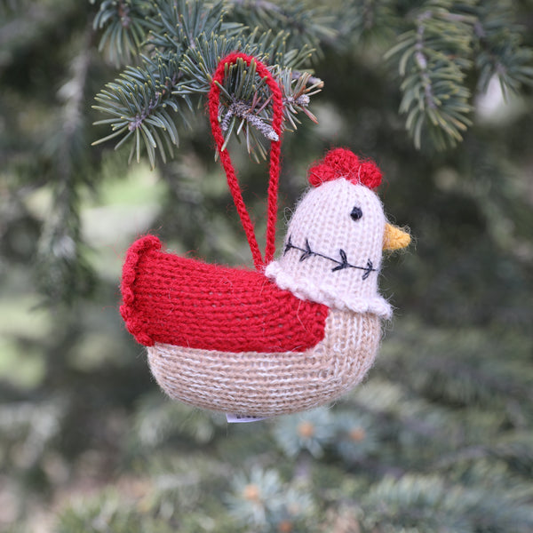 Hen Ornaments - set of 3