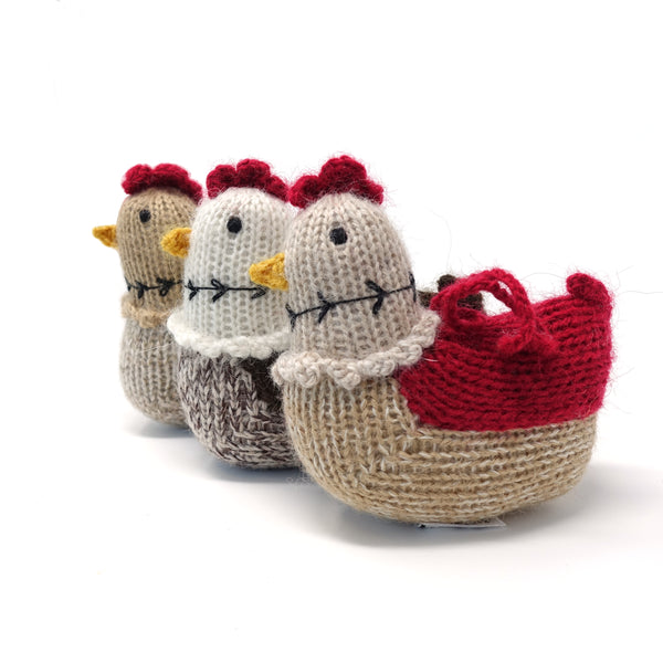Hen Ornaments - set of 3
