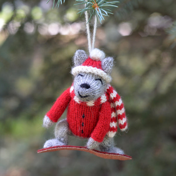 Snowboard Dog Ornament