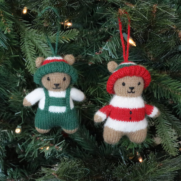 Swiss Christmas Bears Ornaments, set of 2