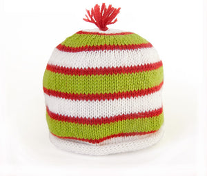 Green & Red Striped Baby Hat