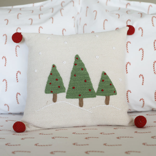 Three Tree 12" Pillow, Ecru