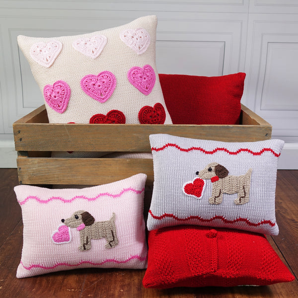 Valentine Puppy Mini Pillow, Grey