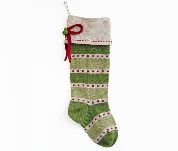 Green Stripe Stocking with Bow