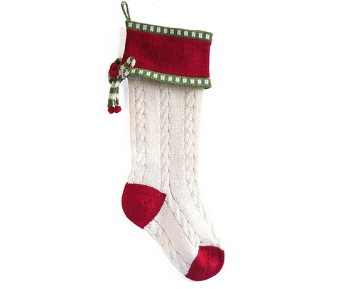 Cable-Knit Bow Stocking