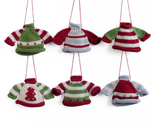 Tiny Sweater Ornaments- set of 6