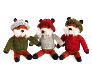 Fox in Sweater Ornament- set of 3