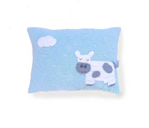Cow Mini Pillow, Blue