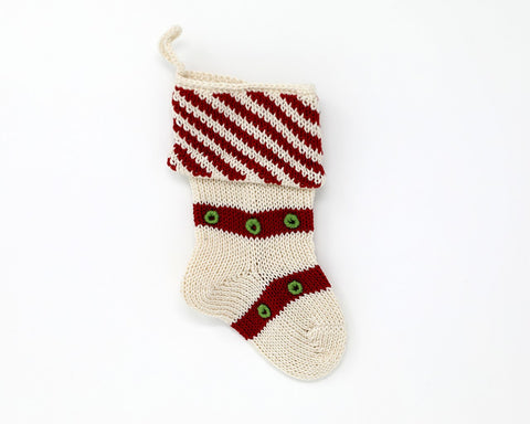 Mini Diagonal Stripe Cuff Stocking, Ecru